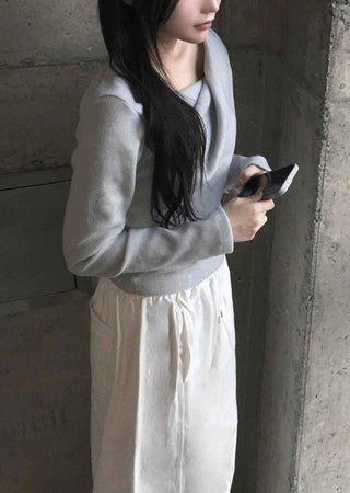 Slim Drape Shirred Long Sleeve T-shirt