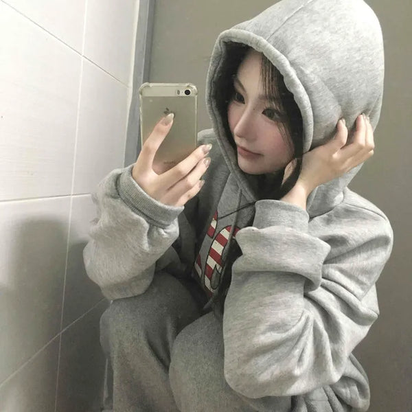 New York American Flag Oversized Fleece-Lined Hoodie