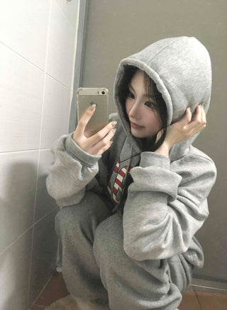 New York American Flag Oversized Fleece-Lined Hoodie