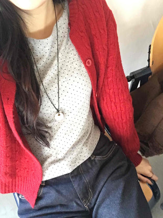 Soft Mood Button Cable Knit Cardigan