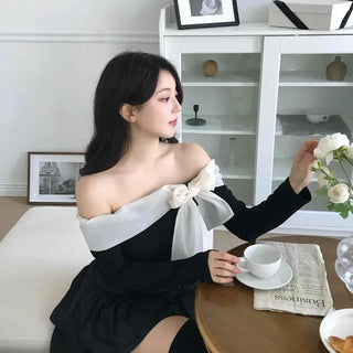 Off-shoulder Organza Ribbon Top