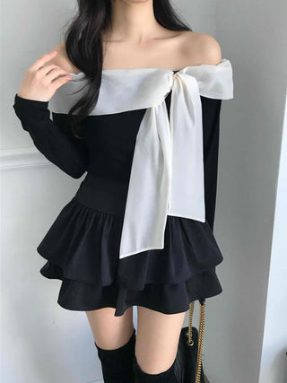 Off-shoulder Organza Ribbon Top