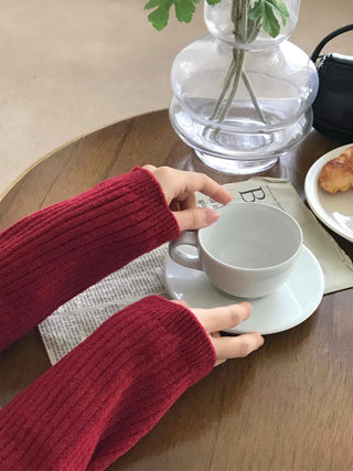 Slim Fit Ribbed Knit with Shoulder Ribbon Detail