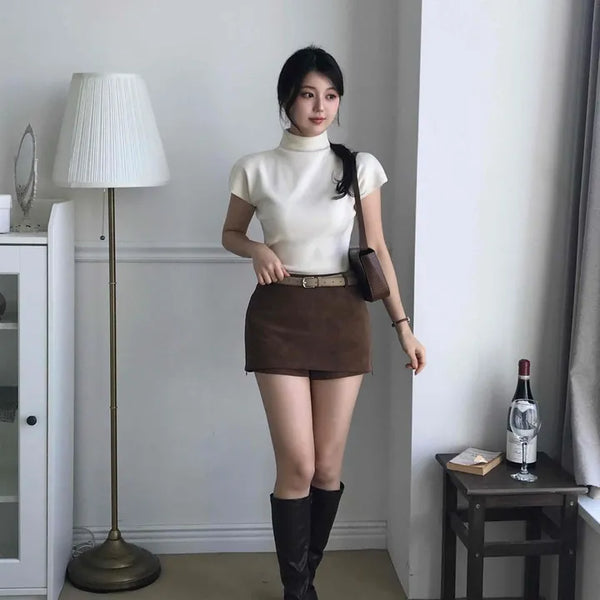 Soft Mood Suede Mini Skirt Pants