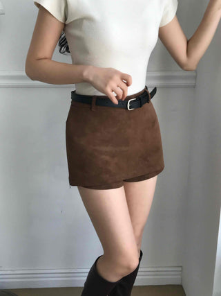 Soft Mood Suede Mini Skirt Pants