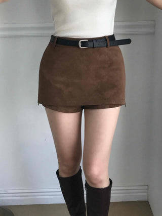 Soft Mood Suede Mini Skirt Pants