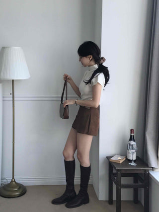 Soft Mood Suede Mini Skirt Pants