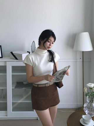 Soft Cap Sleeve Slim Knit