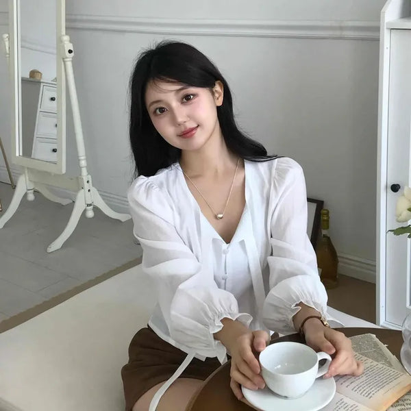 Drop Strap Button Blouse