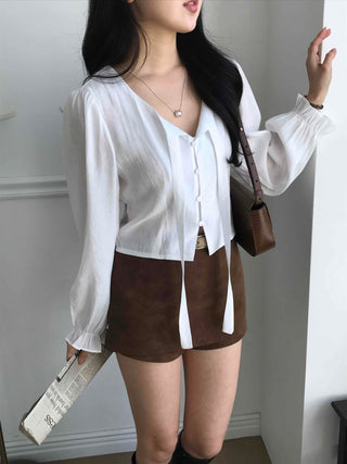 Drop Strap Button Blouse