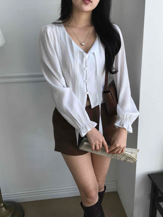 Drop Strap Button Blouse
