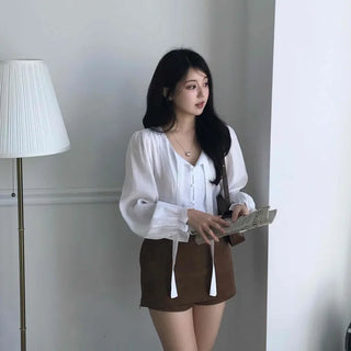 Drop Strap Button Blouse