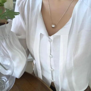Drop Strap Button Blouse