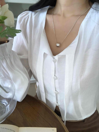 Drop Strap Button Blouse