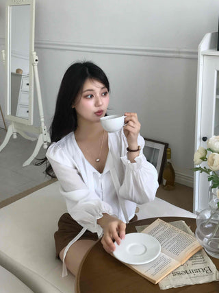 Drop Strap Button Blouse