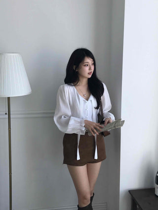 Drop Strap Button Blouse