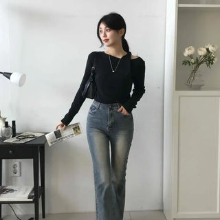 Natural Wash Semi Bootcut Denim Pants