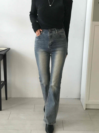 Natural Wash Semi Bootcut Denim Pants