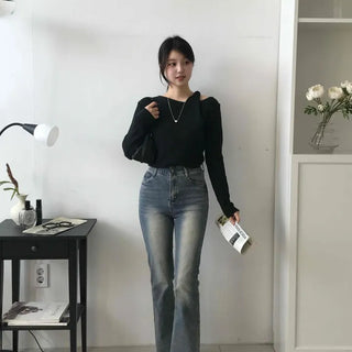 Natural Wash Semi Bootcut Denim Pants