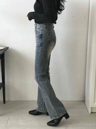 Natural Wash Semi Bootcut Denim Pants