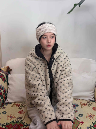 Dot Reversible Fleece Short Padded Jacket