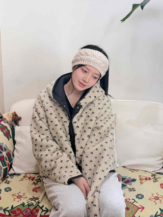 Dot Reversible Fleece Short Padded Jacket