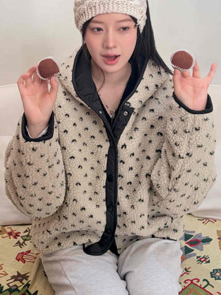Dot Reversible Fleece Short Padded Jacket