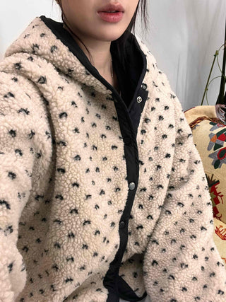 Dot Reversible Fleece Short Padded Jacket