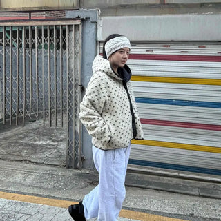 Dot Reversible Fleece Short Padded Jacket