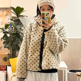 Dot Reversible Fleece Short Padded Jacket