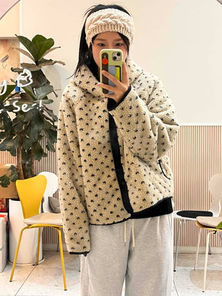 Dot Reversible Fleece Short Padded Jacket