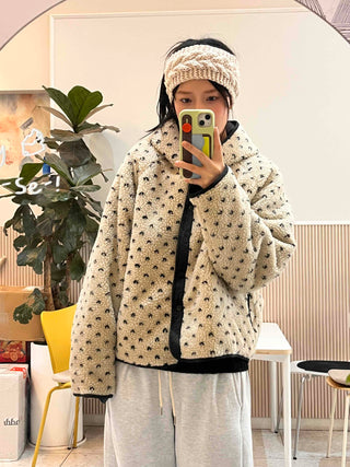 Dot Reversible Fleece Short Padded Jacket