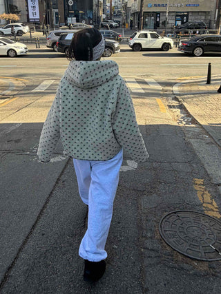 Dot Reversible Fleece Short Padded Jacket