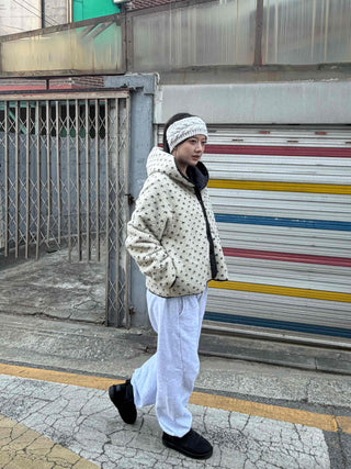 Dot Reversible Fleece Short Padded Jacket
