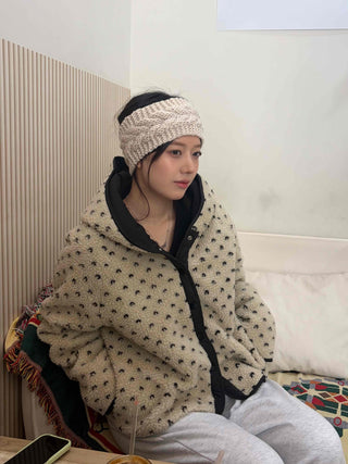 Dot Reversible Fleece Short Padded Jacket