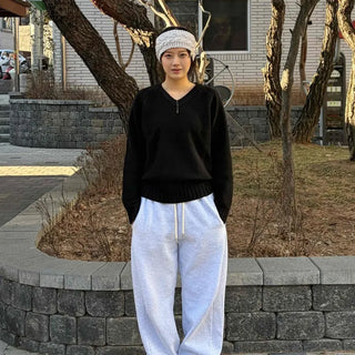 String Cotton Loose Fit Sweatpants