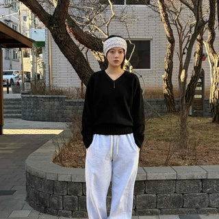 String Cotton Loose Fit Sweatpants