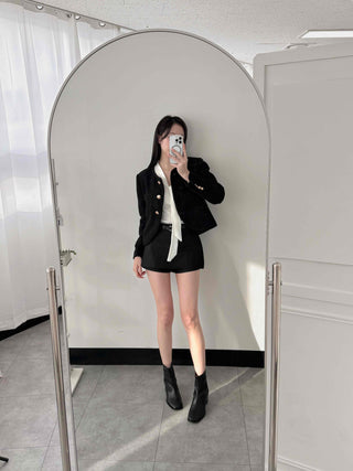 Gold Detail Slim Fit Tweed Jacket
