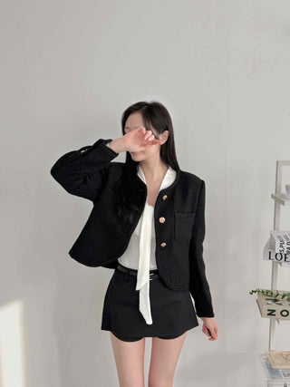 Gold Detail Slim Fit Tweed Jacket