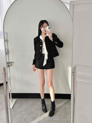 Gold Detail Slim Fit Tweed Jacket