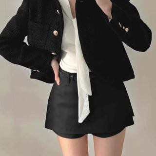 Gold Detail Slim Fit Tweed Jacket