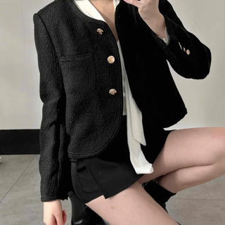 Gold Detail Slim Fit Tweed Jacket