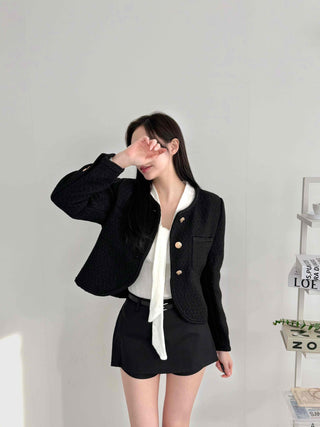 Classic Long Tie Neck Slim Fit Crop Knit