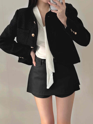 Classic Long Tie Neck Slim Fit Crop Knit