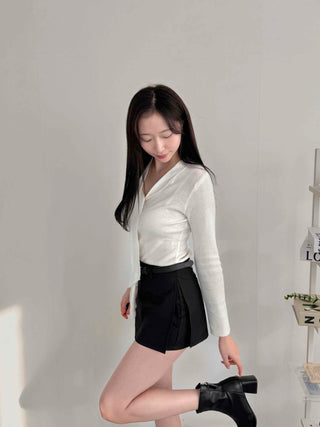 Classic Long Tie Neck Slim Fit Crop Knit