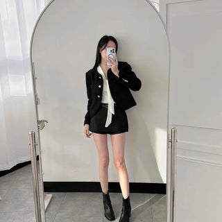 Classic Long Tie Neck Slim Fit Crop Knit