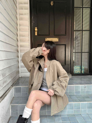 Campus Mood Effortless Chic Midi-length Field Jacket