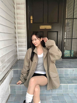 Campus Mood Effortless Chic Midi-length Field Jacket
