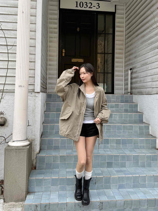 Campus Mood Effortless Chic Midi-length Field Jacket
