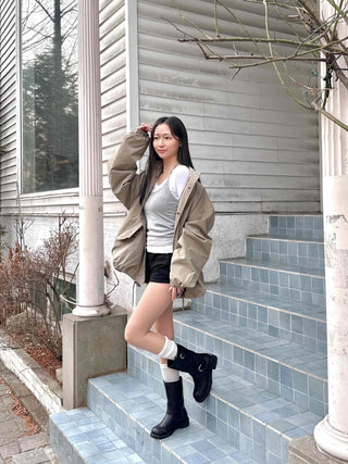 Campus Mood Effortless Chic Midi-length Field Jacket
